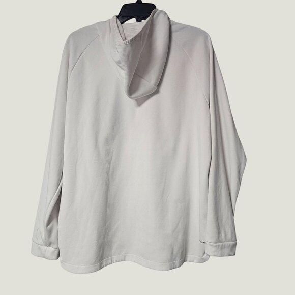 Adidas Mens White Climawarm Hoodie Pullover Logo Sweatshirt Size XL - Picture 2 of 8